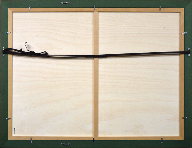 国武久巳「深緑の湖」シルクスクリーン版画 額縁裏側画像