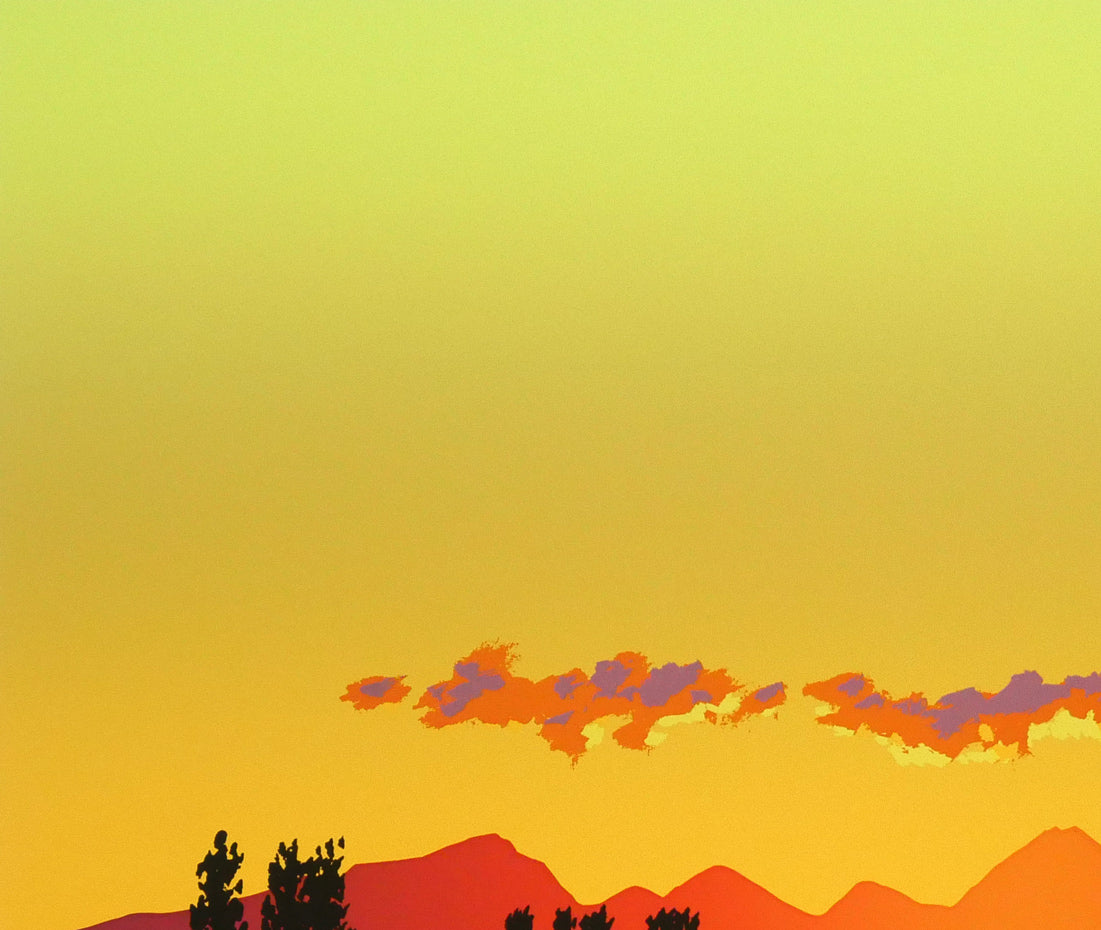 栗谷川健一「暮色明るく(北海道大学構内・手稲山)」シルクスクリーン版画 拡大画像1