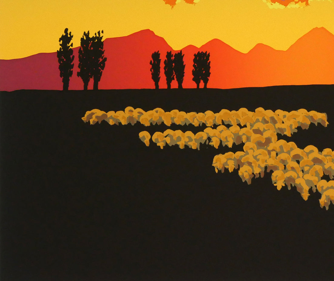 栗谷川健一「暮色明るく(北海道大学構内・手稲山)」シルクスクリーン版画 拡大画像3