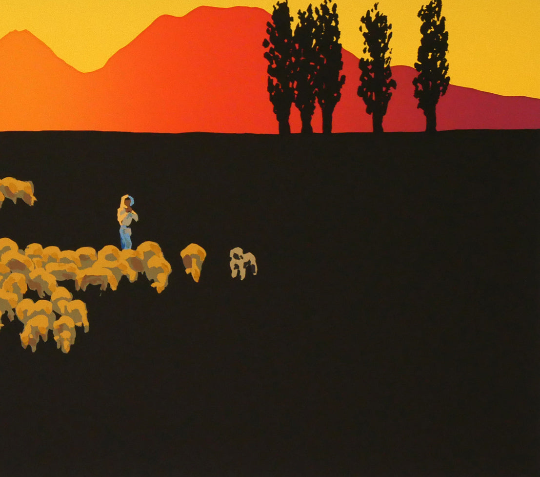 栗谷川健一「暮色明るく(北海道大学構内・手稲山)」シルクスクリーン版画 拡大画像4