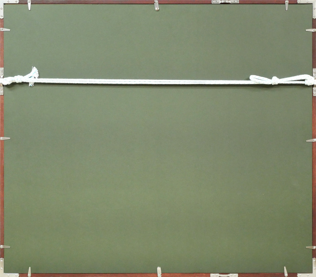 栗谷川健一「暮色明るく(北海道大学構内・手稲山)」シルクスクリーン版画 額縁裏側画像