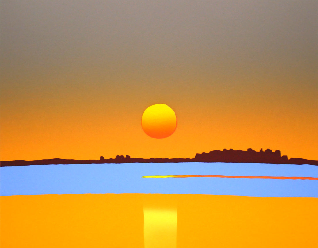 栗谷川健一「白鳥公園(涛沸湖)」シルクスクリーン版画 拡大画像1