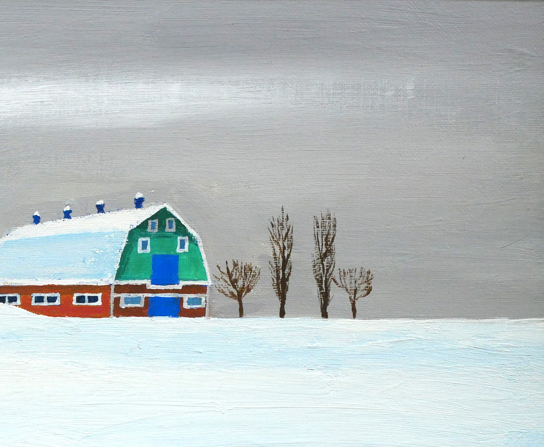 栗谷川健一「鈴の音がゆく(馬橇)」油絵・F6号 拡大画像2