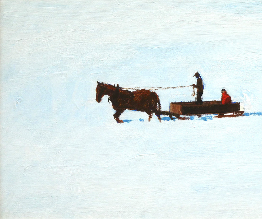 栗谷川健一「鈴の音がゆく(馬橇)」油絵・F6号 拡大画像3