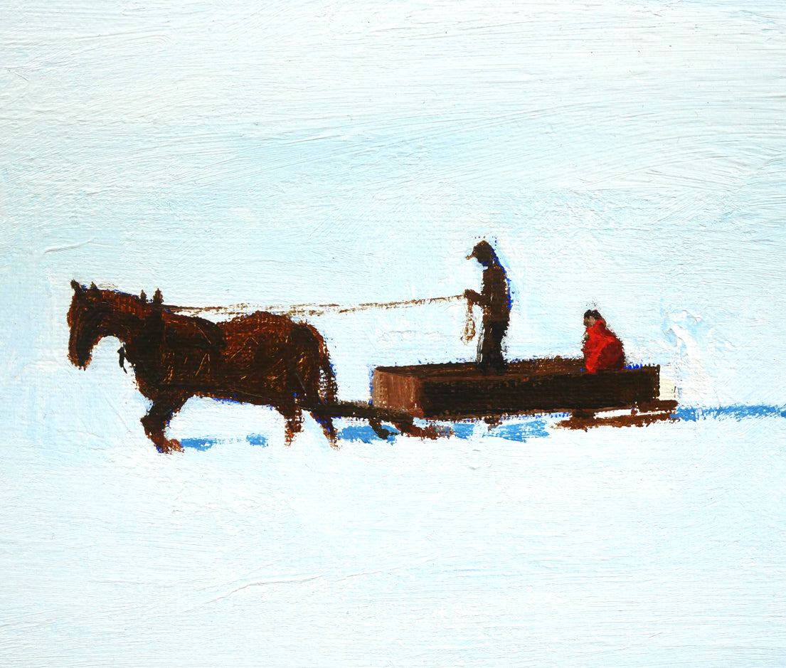 栗谷川健一「鈴の音がゆく(馬橇)」油絵・F6号 拡大画像6