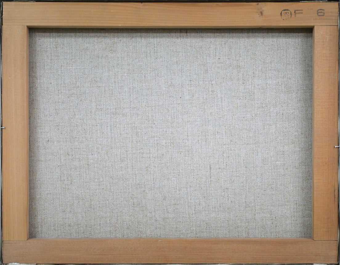 栗谷川健一「鈴の音がゆく(馬橇)」油絵・F6号 キャンバス裏側画像