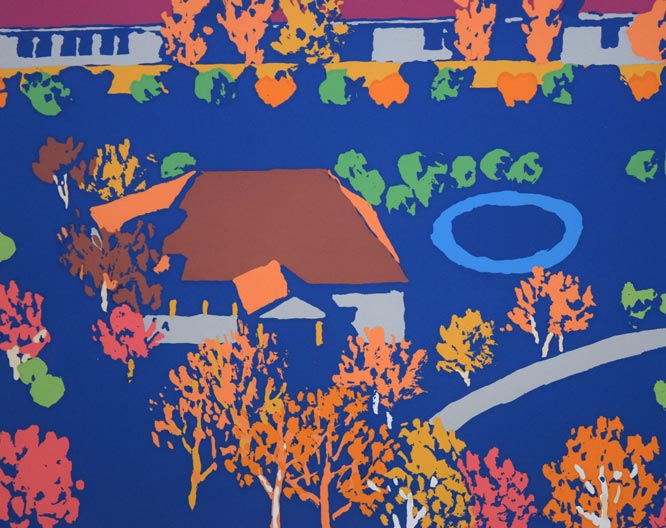 栗谷川健一「教会の街並み(函館)」シルクスクリーン版画 拡大画像3