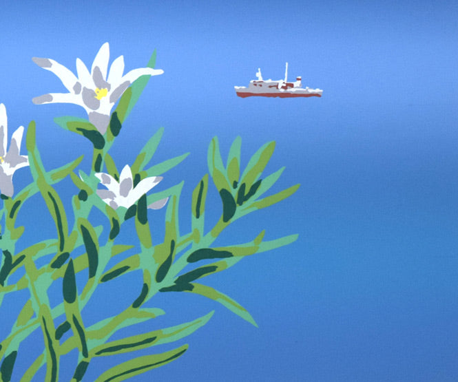 栗谷川健一「利尻富士」シルクスクリーン版画 拡大画像3