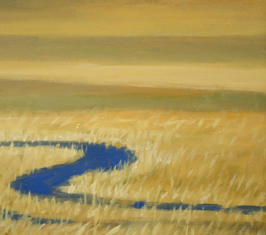 栗谷川健一「湿原の鶴(釧路)」油絵・F10号 拡大画像3