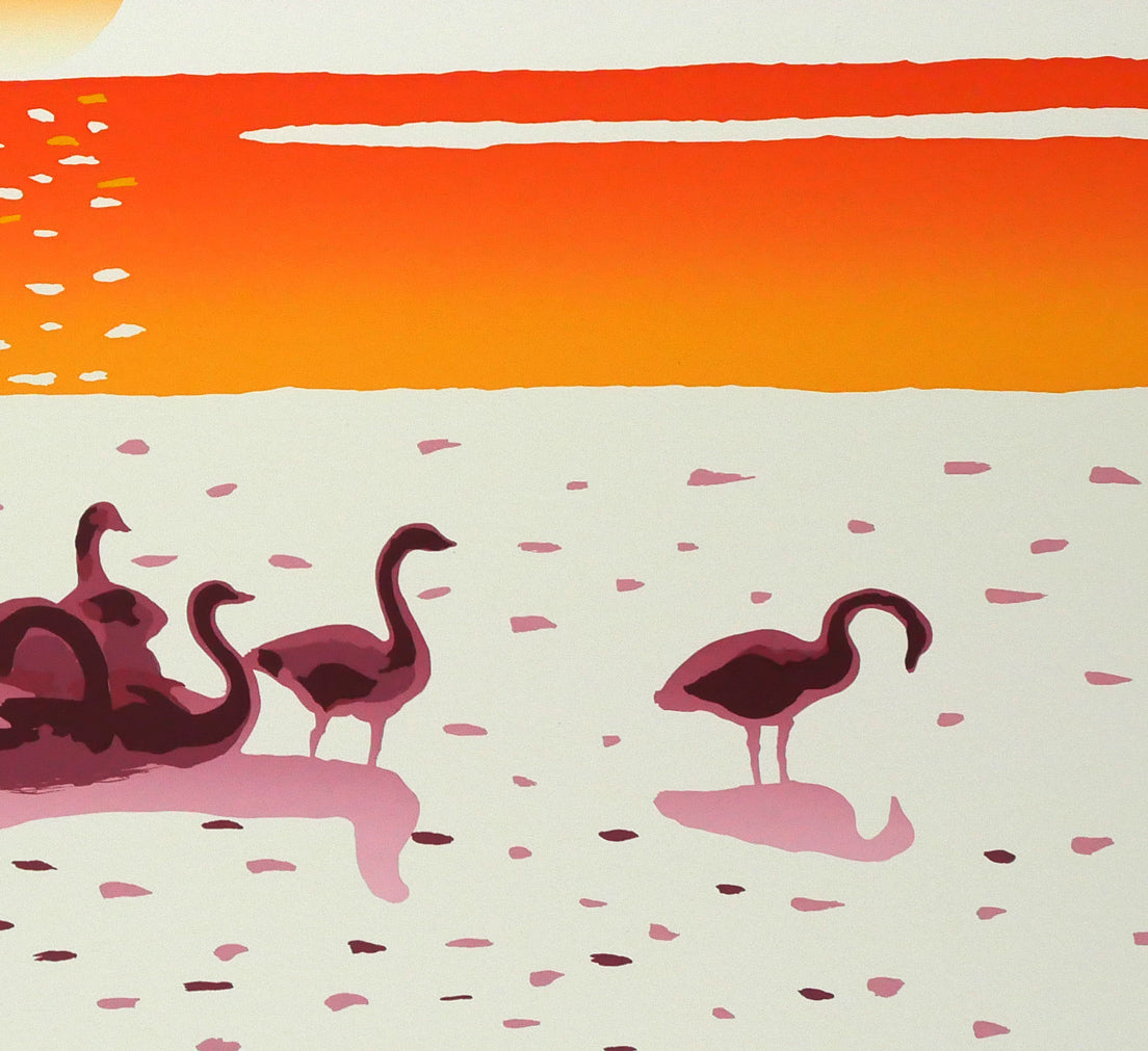 栗谷川健一「旅立ち近く(濤佛湖・白鳥公園)」シルクスクリーン版画 拡大画像4