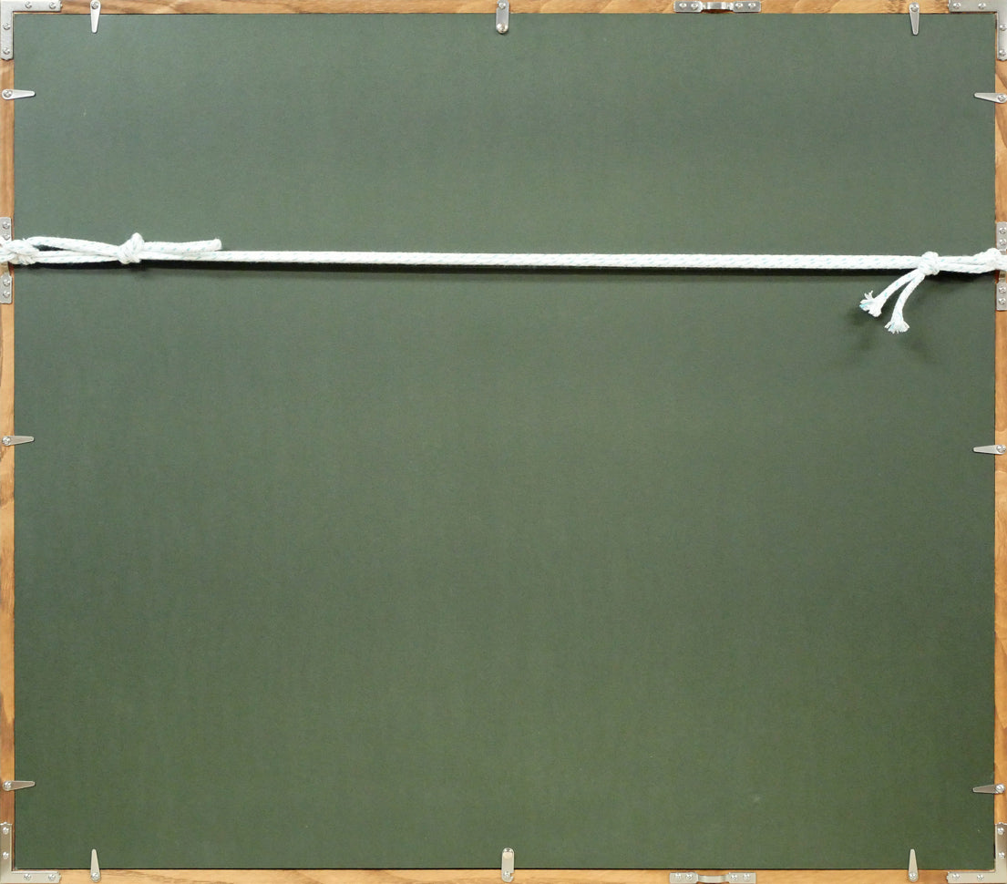 栗谷川健一「旅立ち近く(濤佛湖・白鳥公園)」シルクスクリーン版画 額縁裏側画像