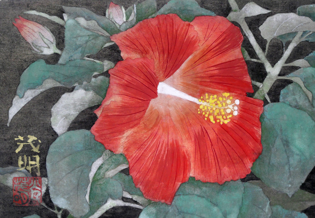 黒光茂明「ハイビスカス」日本画・SM 作品全体拡大画像