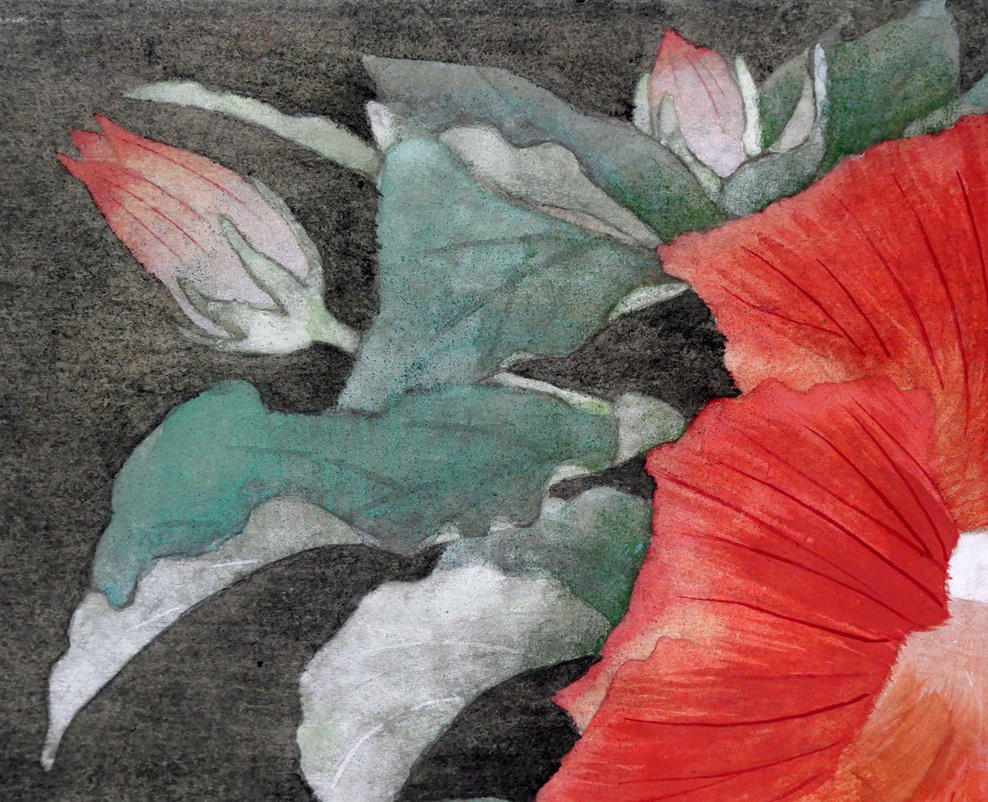 黒光茂明「ハイビスカス」日本画・SM 拡大画像1