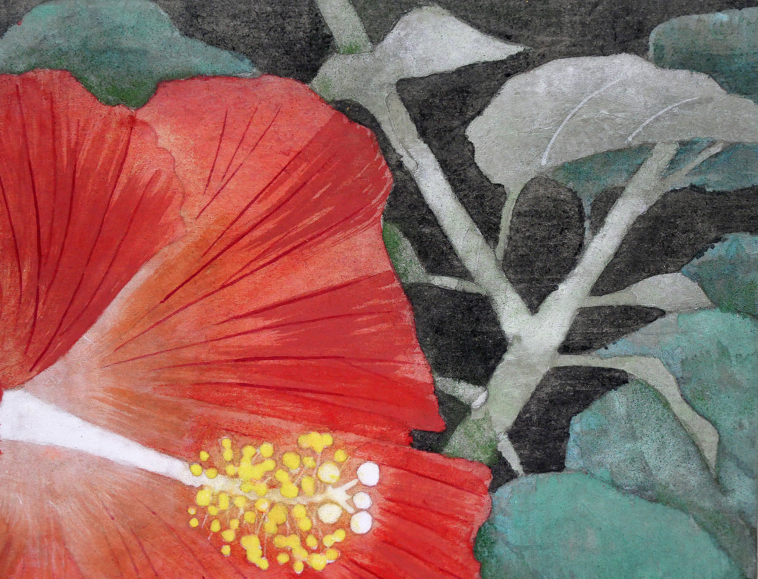 黒光茂明「ハイビスカス」日本画・SM 拡大画像2