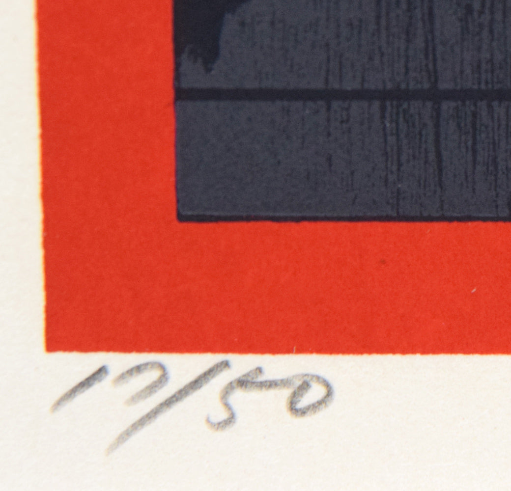 黒崎彰「人間と地球」木版画 限定番号(ed,17/50)