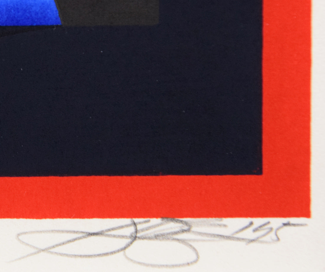 黒崎彰「人間と地球」木版画 本人直筆鉛筆サイン、年記(1975年作)