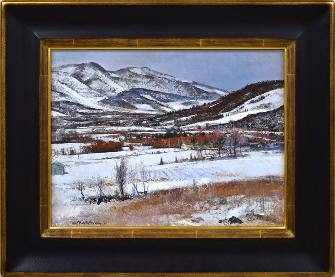 黒沢信男「曇日雪景」油絵・F6号