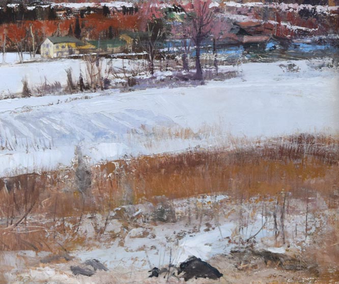 黒沢信男「曇日雪景」油絵・F6号 拡大画像4