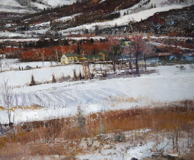 黒沢信男「曇日雪景」油絵・F6号 拡大画像6