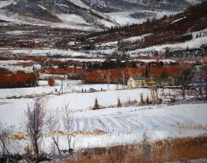 黒沢信男「曇日雪景」油絵・F6号 拡大画像5