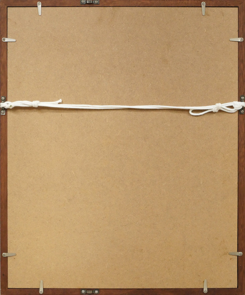 草野心平「不尽山(富士山)」肉筆書・色紙額装 額縁裏側画像