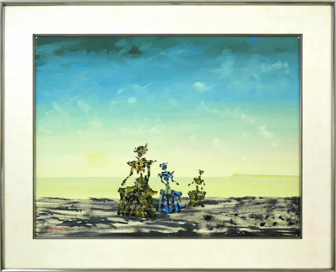 ルシアン クートー(Lucien COUTAUD)「海辺の三人の貴婦人」グワッシュ・12号