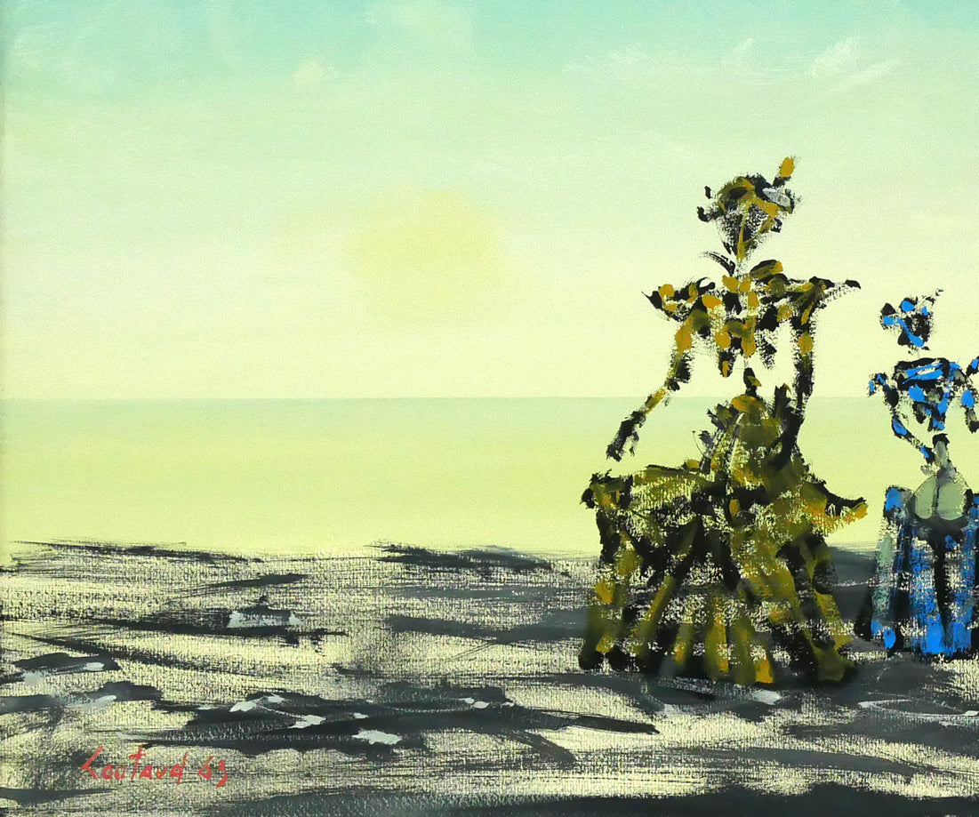 ルシアン クートー(Lucien COUTAUD)「海辺の三人の貴婦人」グワッシュ・12号 拡大画像3