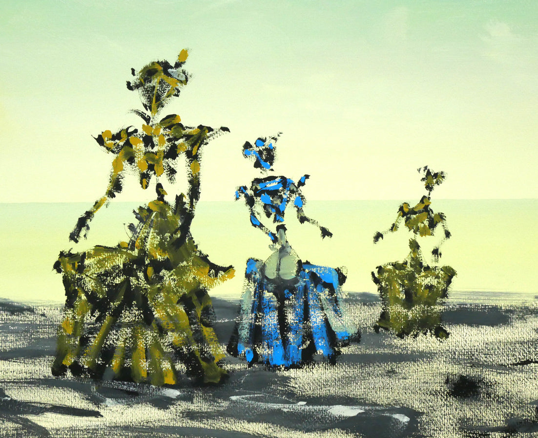 ルシアン クートー(Lucien COUTAUD)「海辺の三人の貴婦人」グワッシュ・12号 拡大画像4