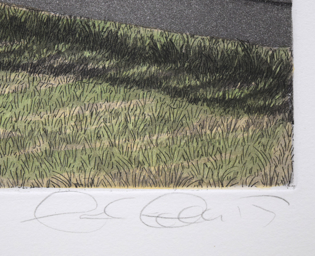 キャロル コレット (Carol COLLETTE)「White Fence」銅版画に手彩色 本人直筆鉛筆サイン