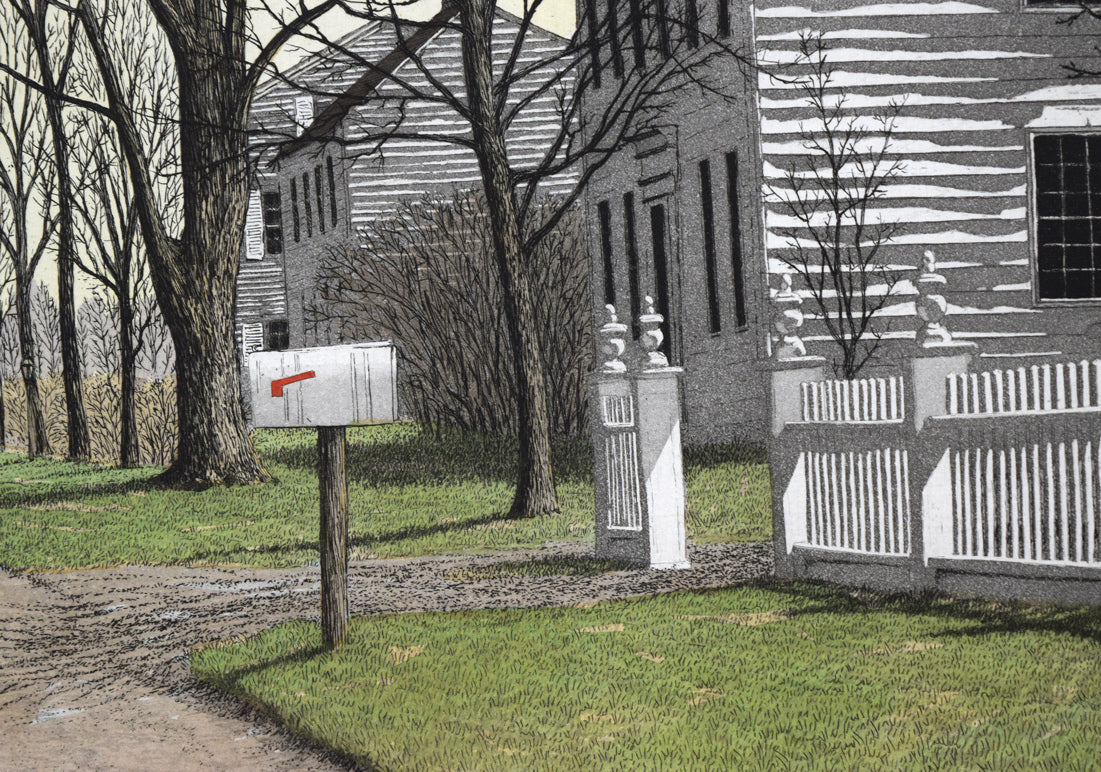 キャロル コレット (Carol COLLETTE)「White Fence」銅版画に手彩色 拡大画像3