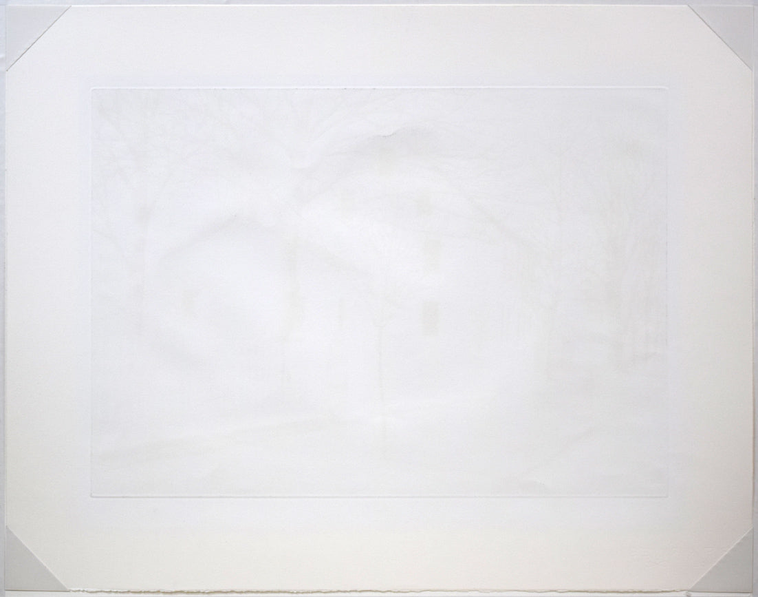 キャロル コレット (Carol COLLETTE)「White Fence」銅版画に手彩色 作品シート裏側画像