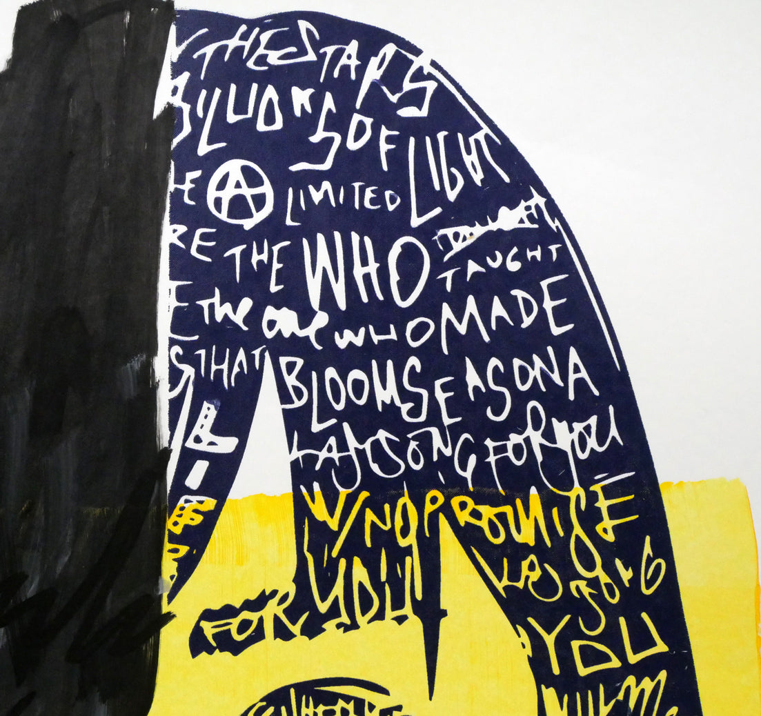 KYNE・内田洋一朗の合作「Untitled」シルクスクリーン版画に手彩色(黒マーカー) 拡大画像3