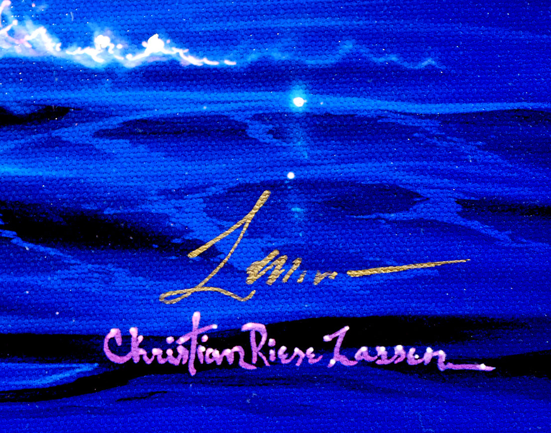 クリスチャン ラッセン(Christian Lassen)「エンシャントミステリー」キャンバスにミクスドメディア版画・手彩色 本人直筆サイン