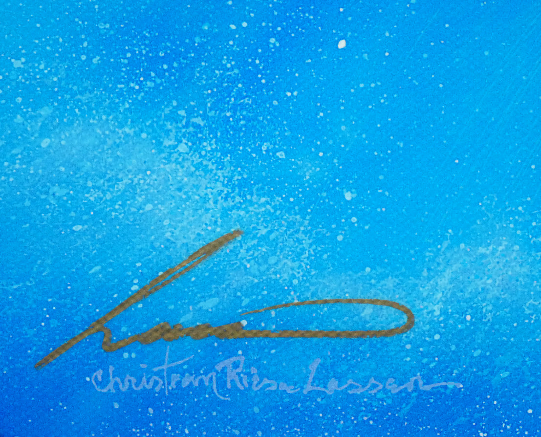 クリスチャン ラッセン(Christian Lassen)「インディゴナイト」キャンバスにミクスドメディア版画・手彩色 本人直筆サイン
