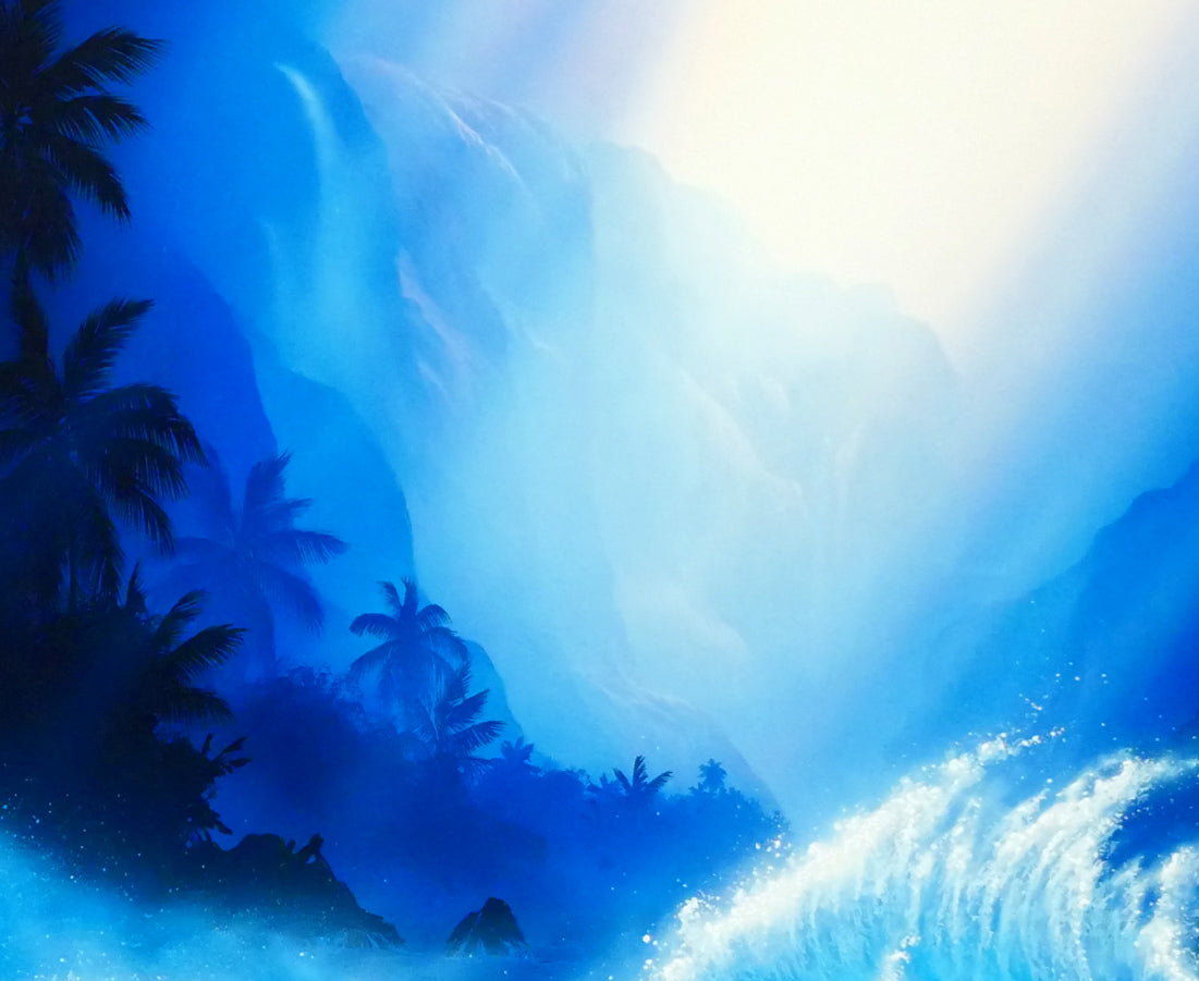 クリスチャン ラッセン(Christian Lassen)「インディゴナイト」キャンバスにミクスドメディア版画・手彩色 拡大画像1