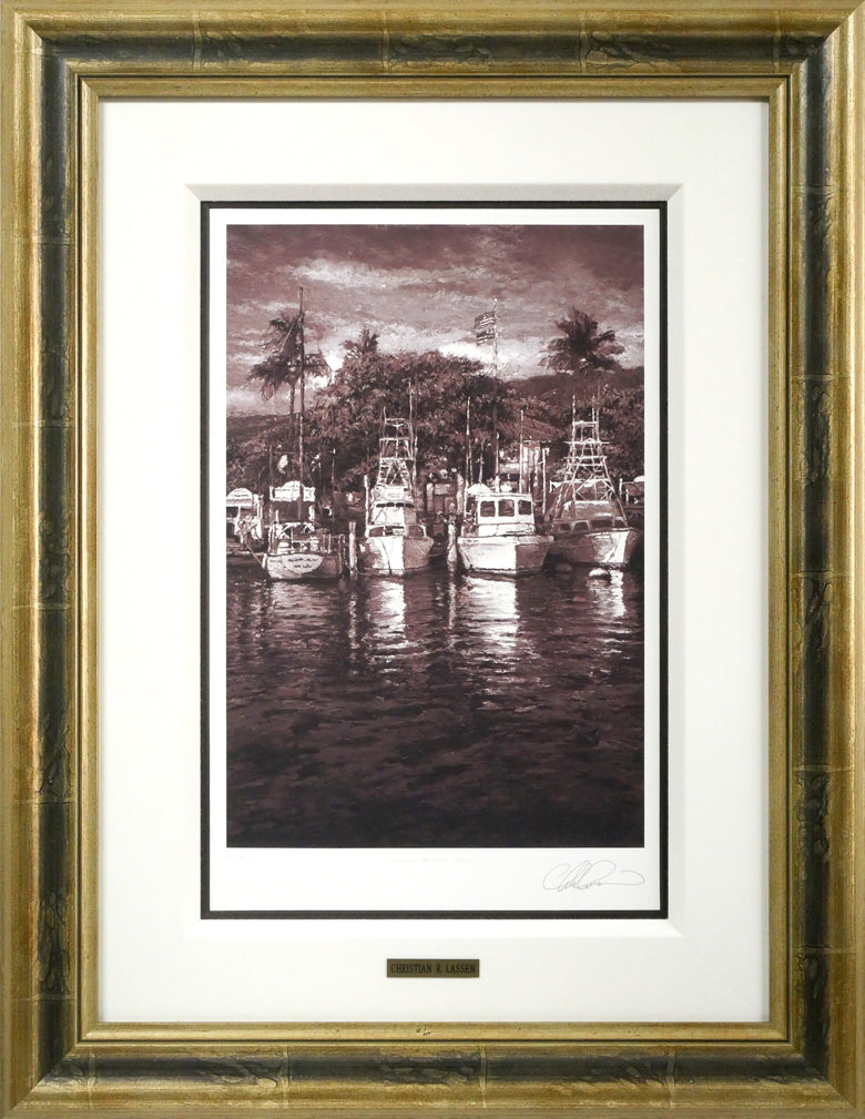 クリスチャン ラッセン(Christian Lassen)「ラハイナハーバーショア(クアドラドーン)S」ミクスドメディア版画