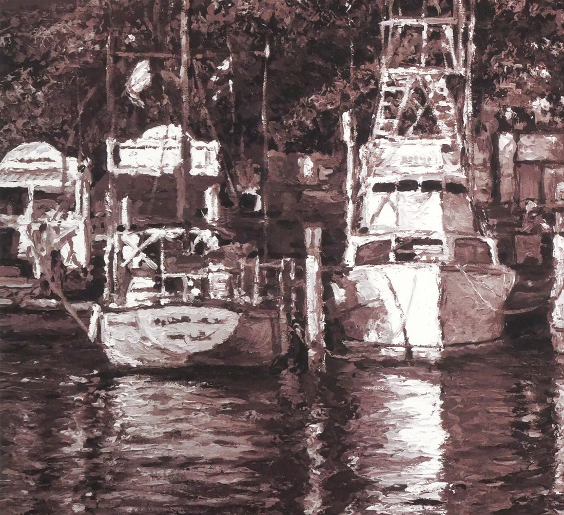 クリスチャン ラッセン(Christian Lassen)「ラハイナハーバーショア(クアドラドーン)S」ミクスドメディア版画 拡大画像3