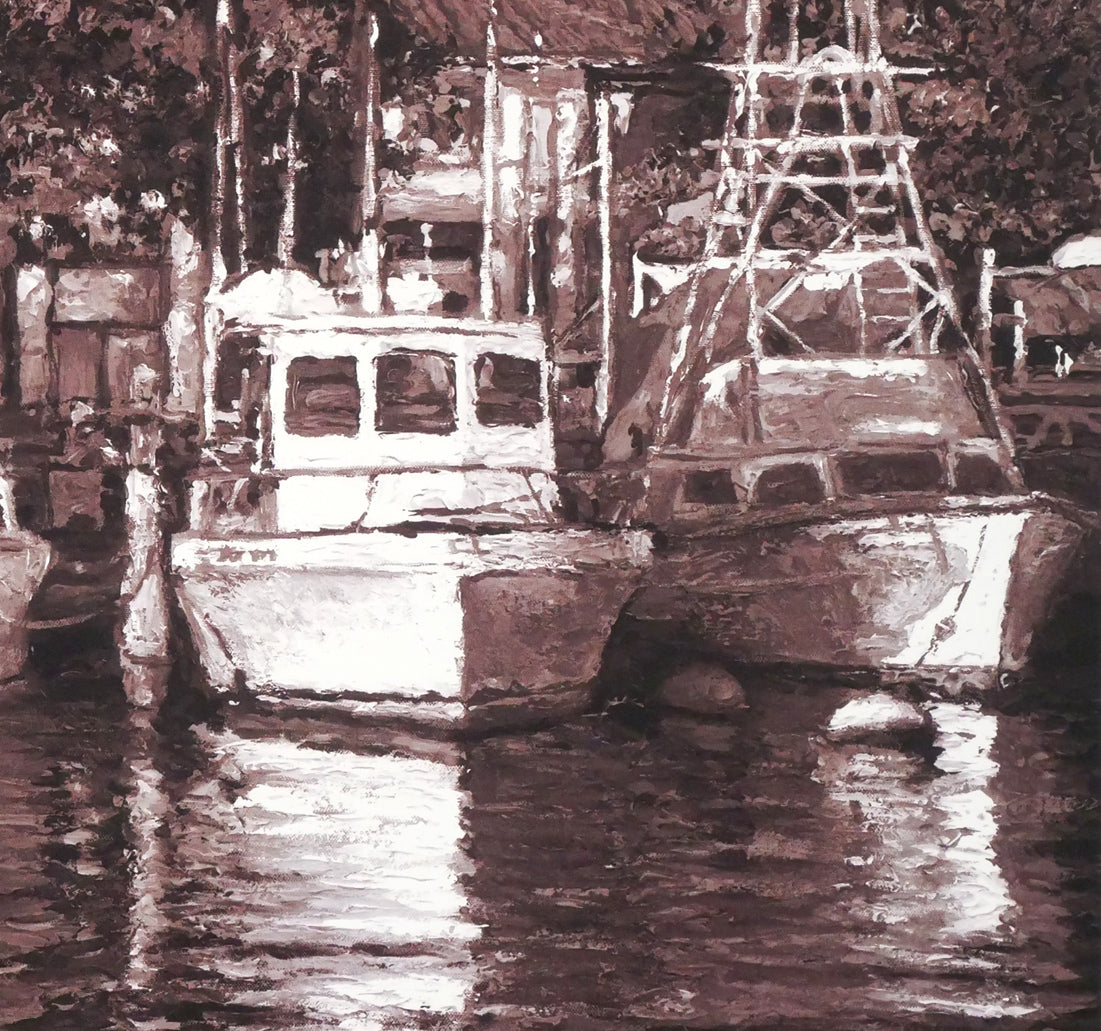 クリスチャン ラッセン(Christian Lassen)「ラハイナハーバーショア(クアドラドーン)S」ミクスドメディア版画 拡大画像4