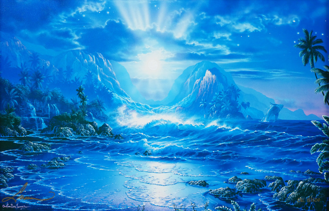 クリスチャン ラッセン(Christian Lassen)「セレニティ(ハワイ販売品)」キャンバスにミクスドメディア版画・手彩色 作品全体画像