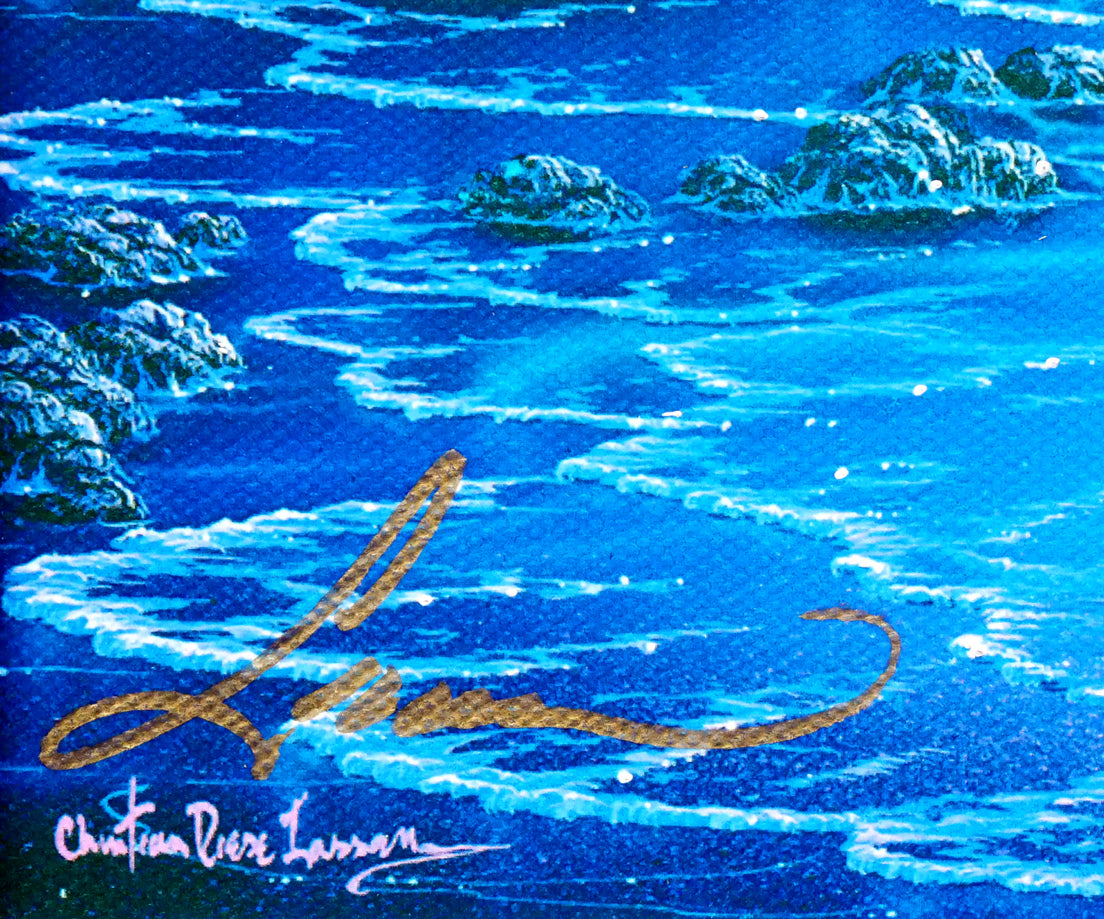 クリスチャン ラッセン(Christian Lassen)「セレニティ(ハワイ販売品)」キャンバスにミクスドメディア版画・手彩色 本人直筆サイン