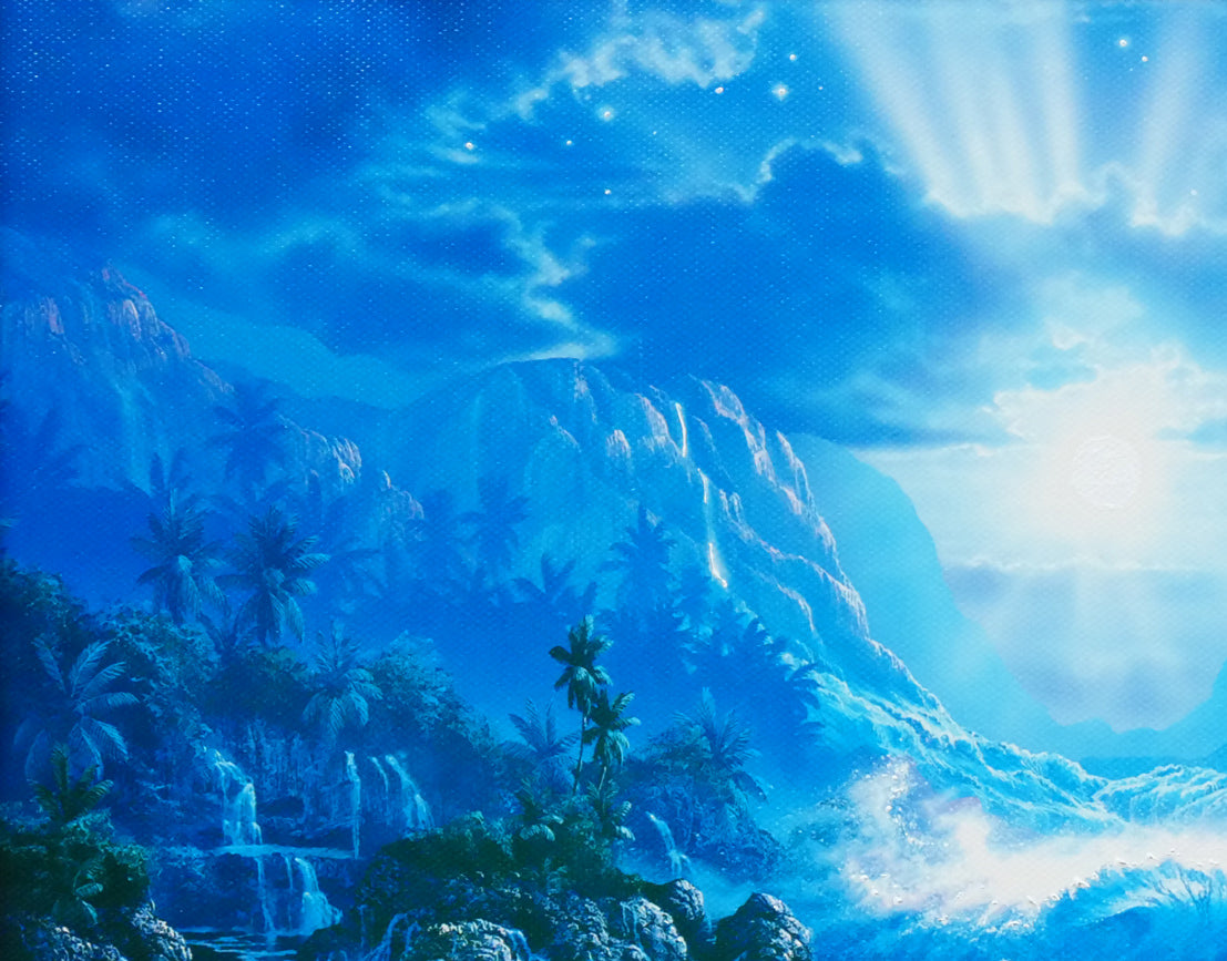 クリスチャン ラッセン(Christian Lassen)「セレニティ(ハワイ販売品)」キャンバスにミクスドメディア版画・手彩色 拡大画像1