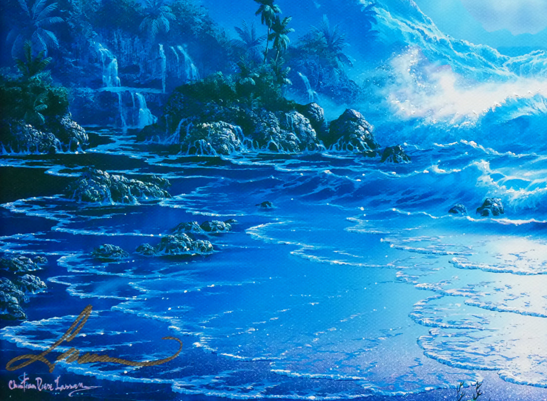 クリスチャン ラッセン(Christian Lassen)「セレニティ(ハワイ販売品)」キャンバスにミクスドメディア版画・手彩色 拡大画像4