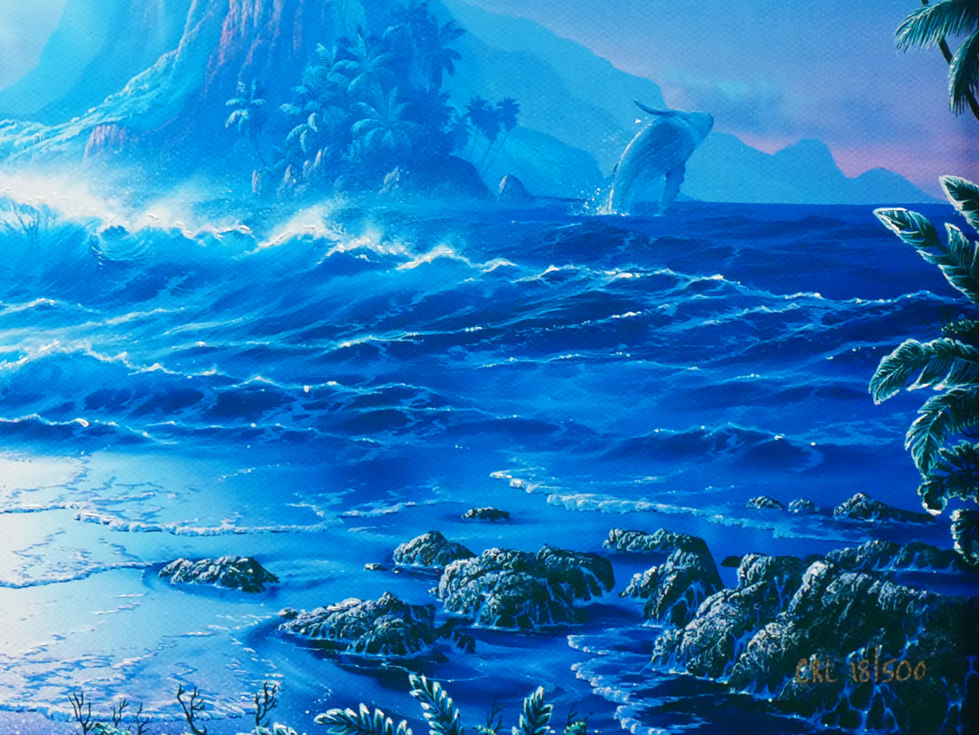 クリスチャン ラッセン(Christian Lassen)「セレニティ(ハワイ販売品)」キャンバスにミクスドメディア版画・手彩色 拡大画像6