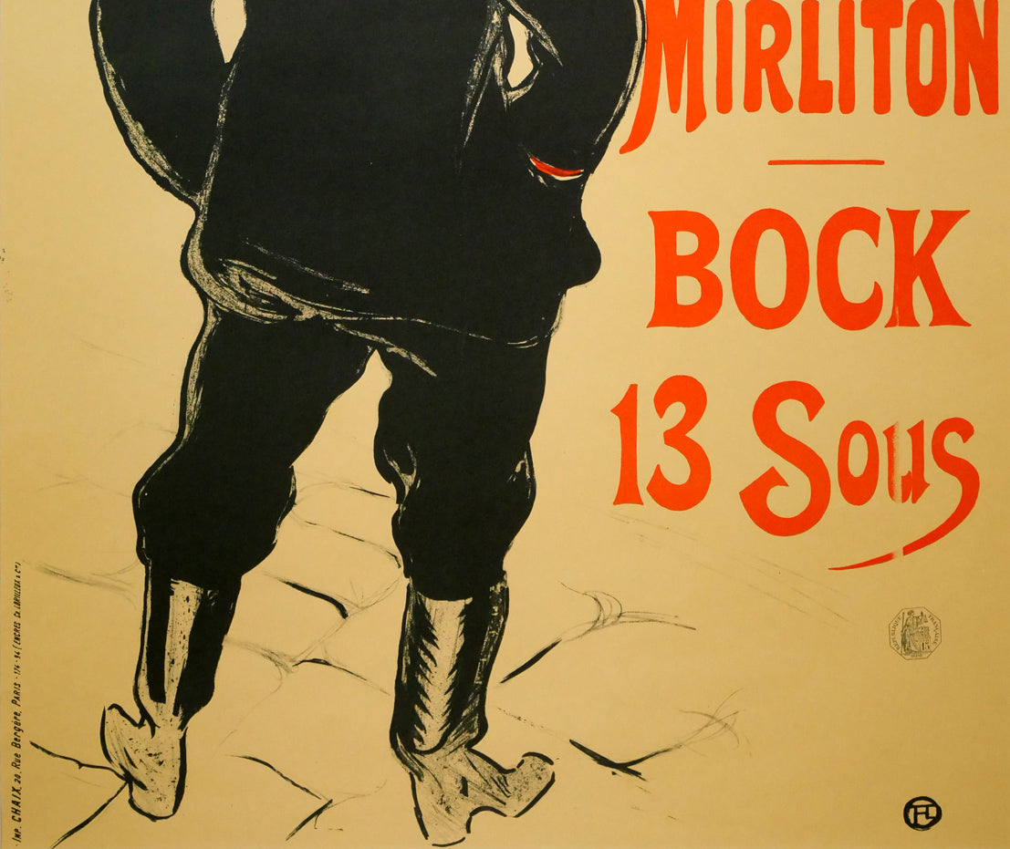 アンリ・ド・トゥールーズ=ロートレック(Henri de TOULOUSE=LAUTREC)「Aristide Bruant」リトポスター 拡大画像3