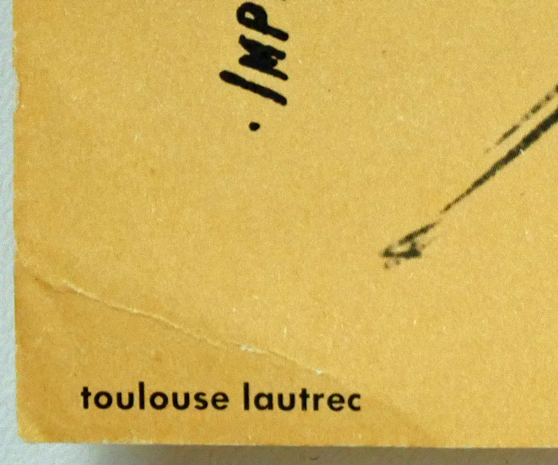 アンリ・ド・トゥールーズ=ロートレック(Henri de TOULOUSE=LAUTREC)「Aristide Bruant」リトポスター 左下拡大画像