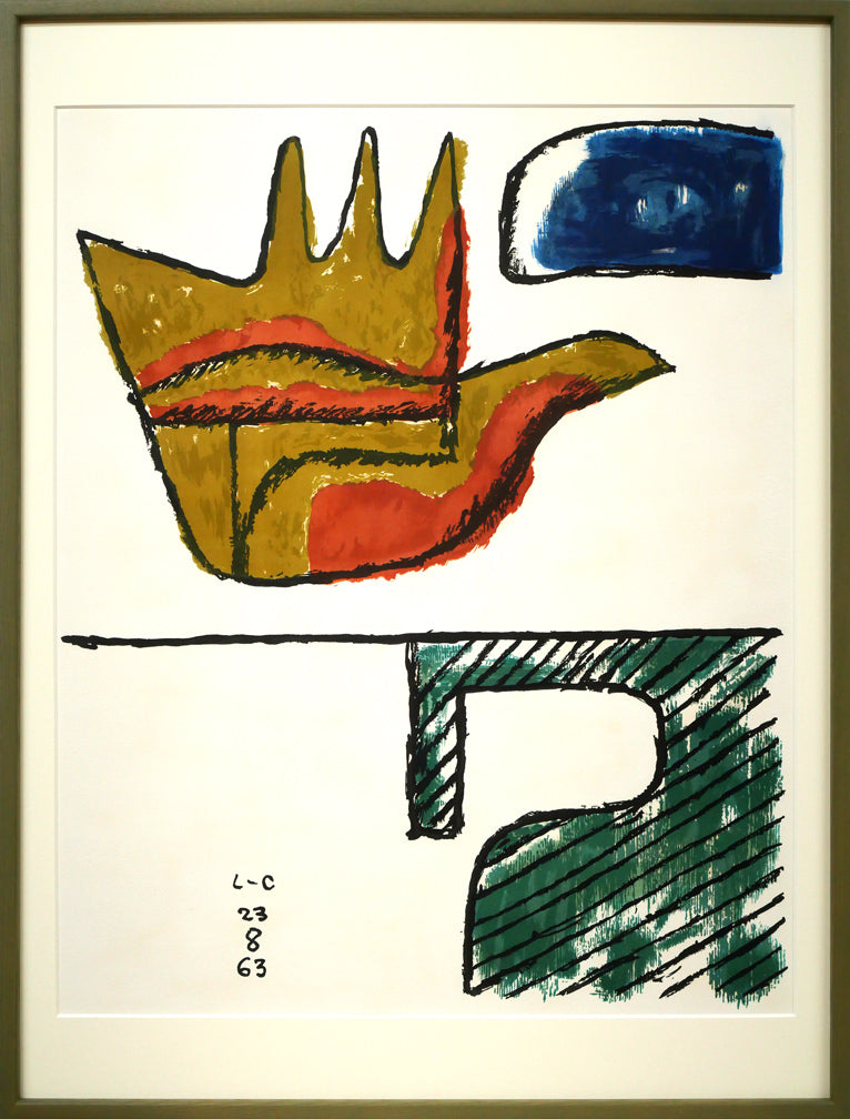 北岡文雄「網小屋の老人」木版画