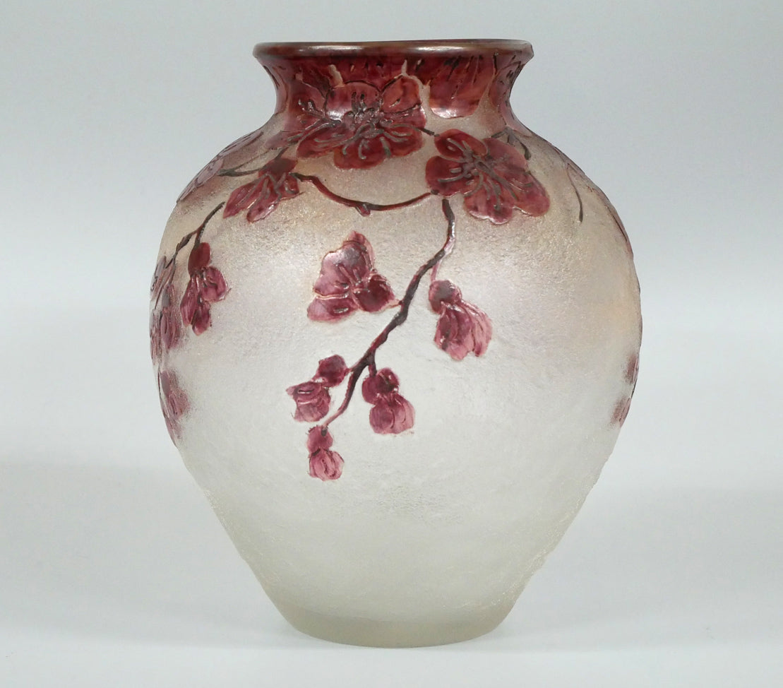 フランソワ=テオドール ルグラ(François-Théodore Legras)「花文花瓶」酸化腐蝕彫りガラス 全体画像2