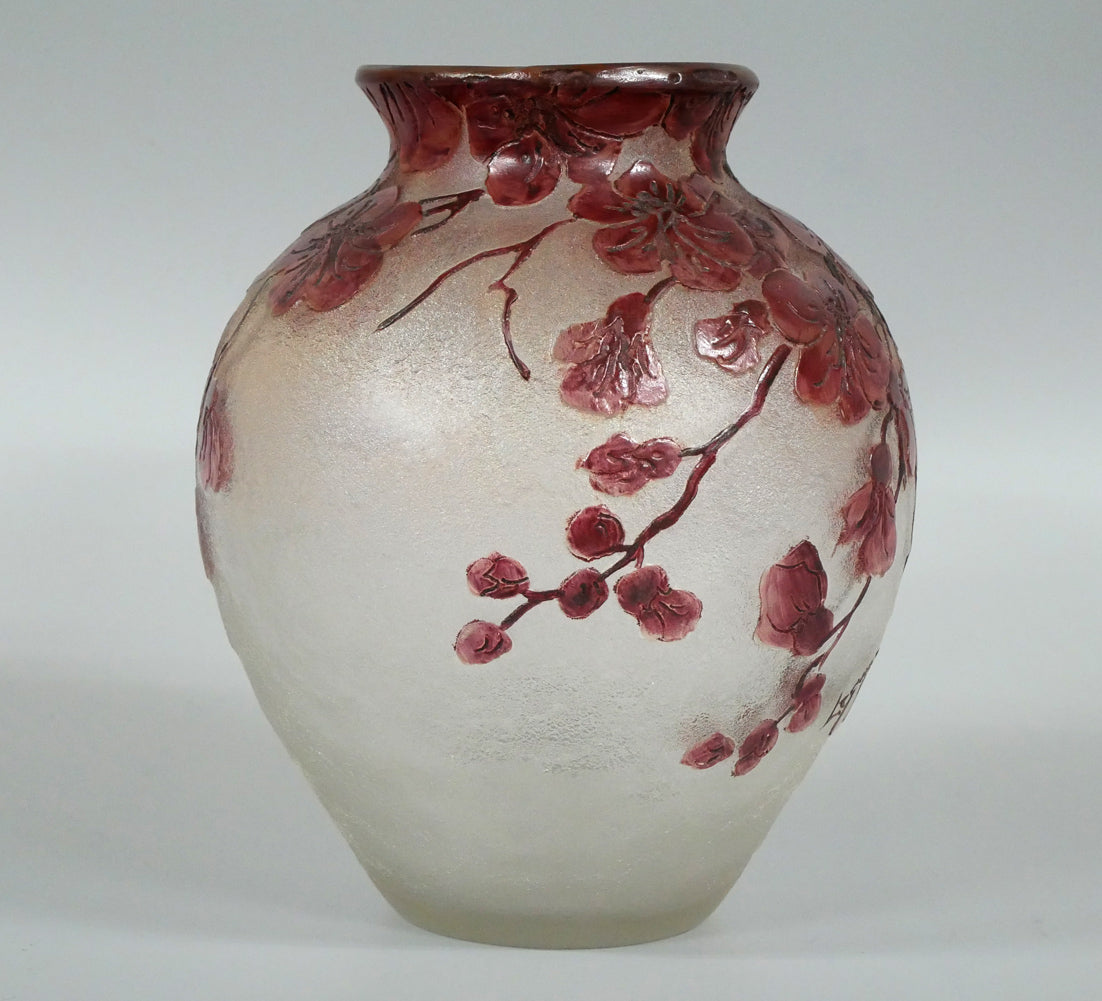 フランソワ=テオドール ルグラ(François-Théodore Legras)「花文花瓶」酸化腐蝕彫りガラス 全体画像3