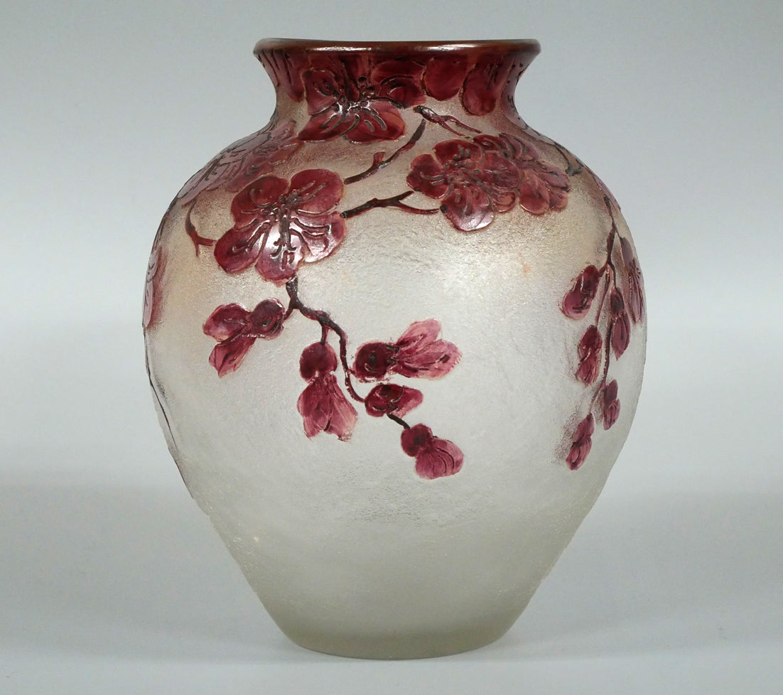 フランソワ=テオドール ルグラ(François-Théodore Legras)「花文花瓶」酸化腐蝕彫りガラス 全体画像4