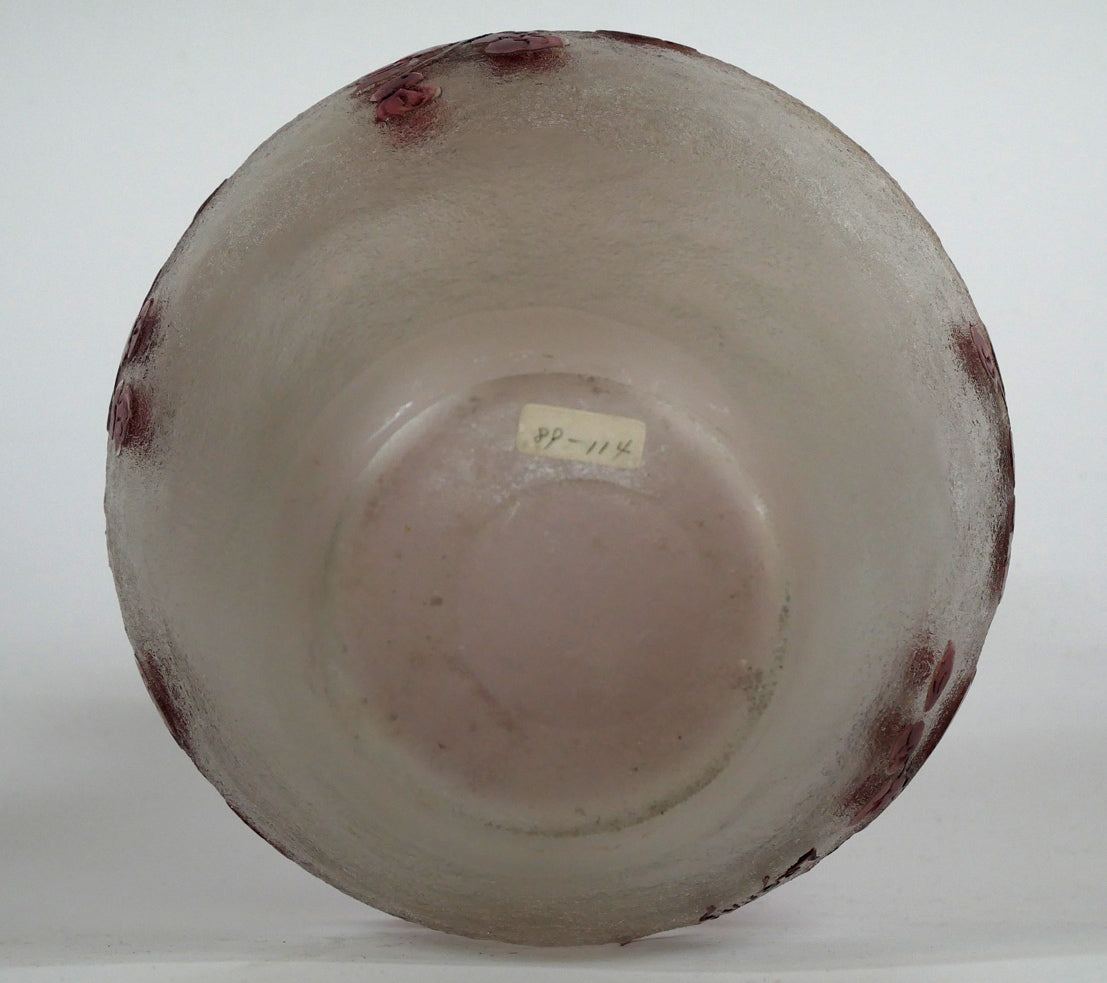 フランソワ=テオドール ルグラ(François-Théodore Legras)「花文花瓶」酸化腐蝕彫りガラス 作品裏側画像